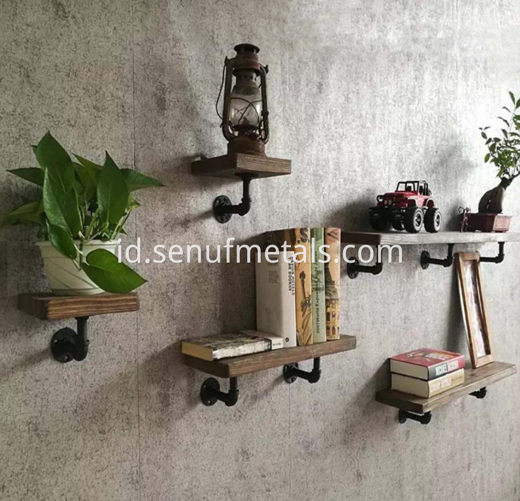 4Pcs Steampunk Decorative Rustic Pipe Shelving Bracket with Screw Accessories (3)